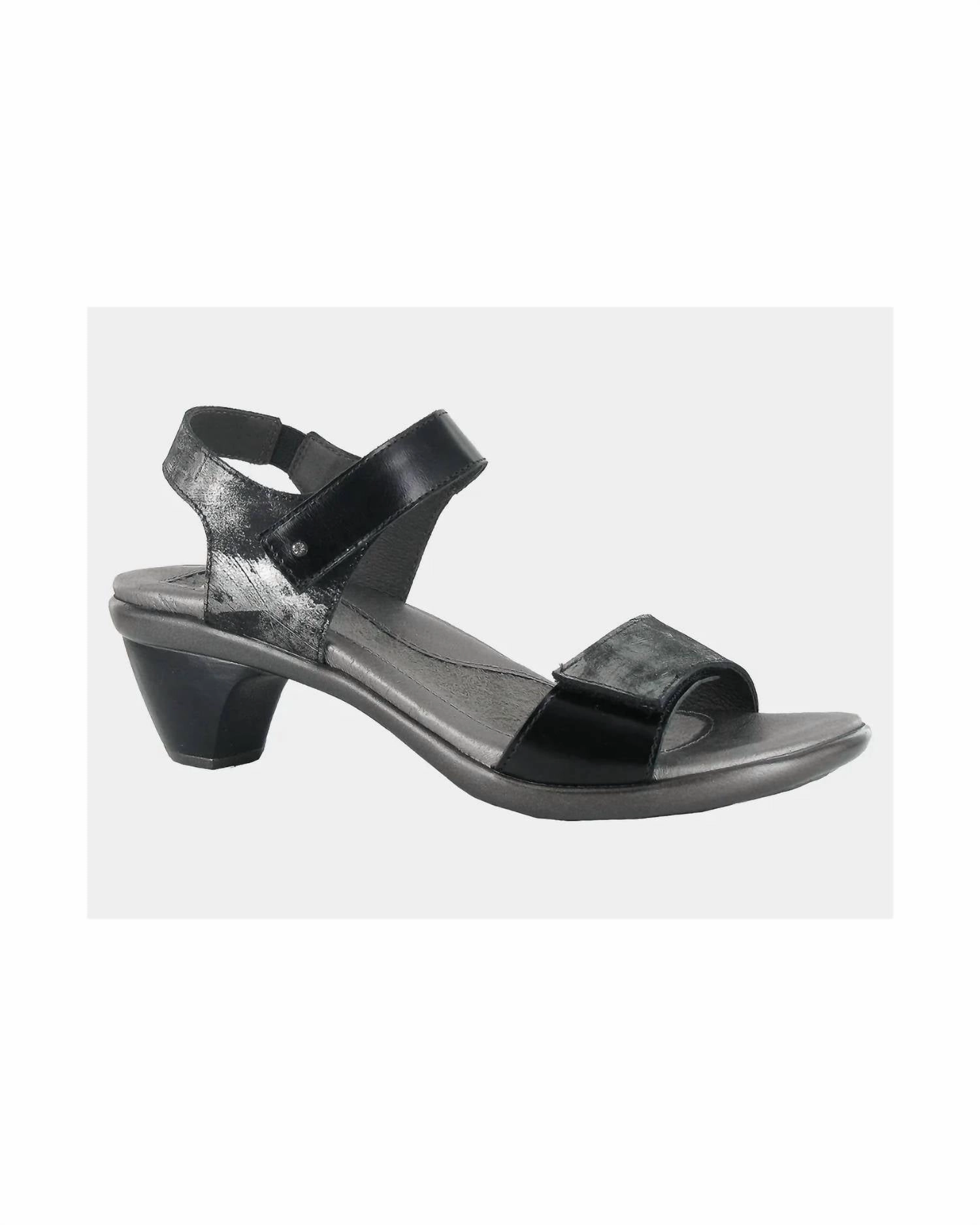 Chic Comfort Designer Finish Women's Extant Heel In Metallic Onyx Leather/black Madras Leather