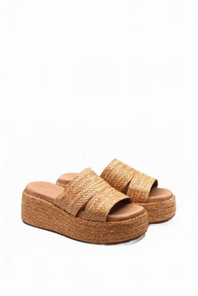 Women's Larra Platform Slide In Natural Raffia City Walk