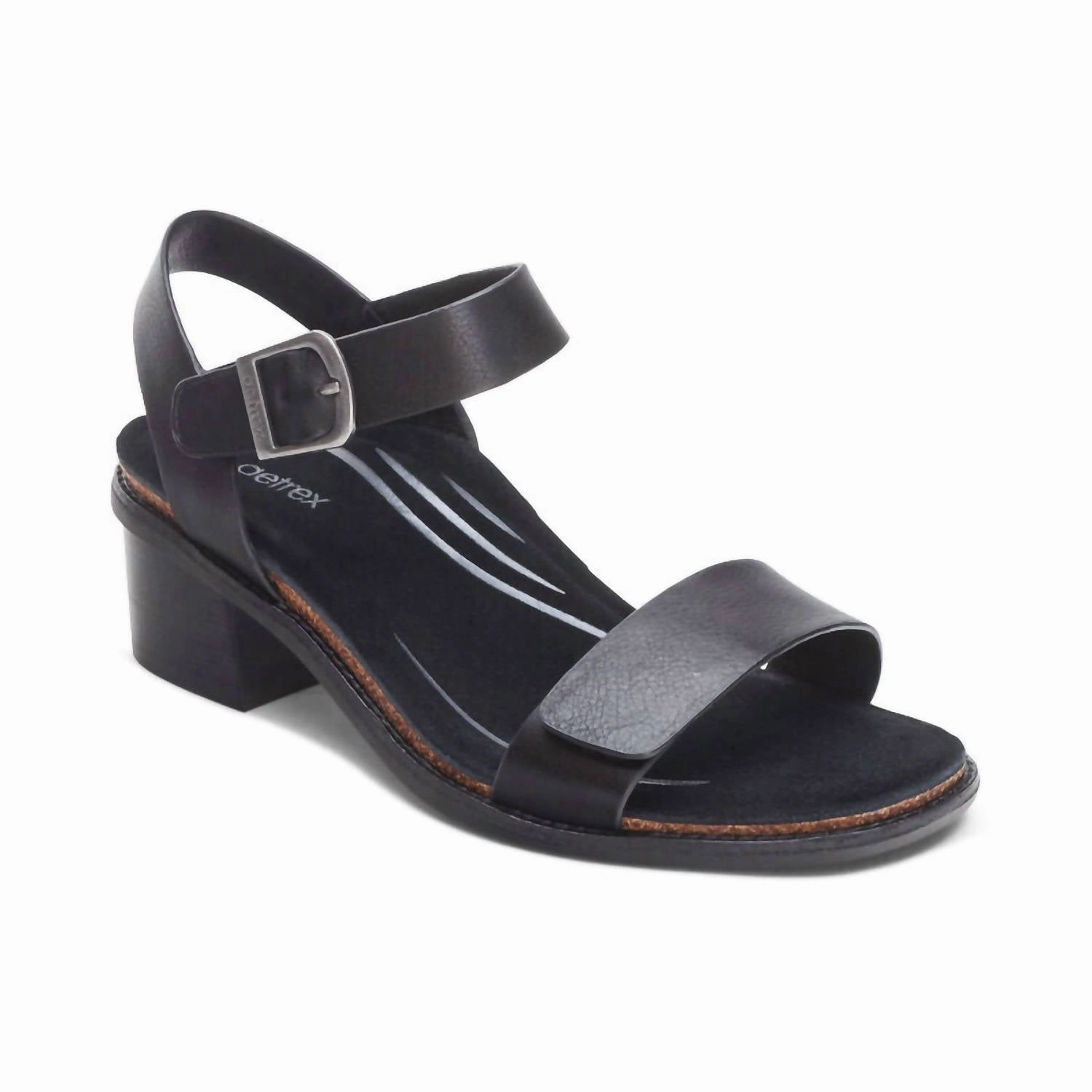 Women's Mae Adjustable Quarter Strap Heel In Black Bold Spark Low Arch