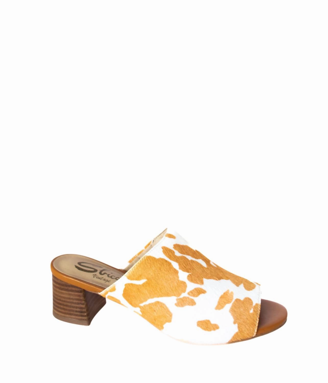 Show Time Women's Richwood Peeptoe Cowhide Slide In Tan And White