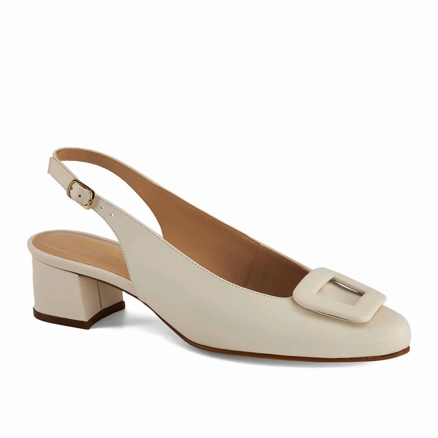 Women's Slingback Low Heel Pumps In Beige Dress Sandals Comfy Pumps
