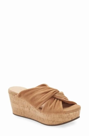 Women's Wiley Platform Wedge Sandals In Tan Suede Light Spark Alluring Design