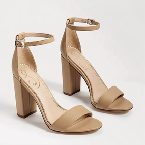 Square Cut Glam Spark Yaro Block Heel Sandal In Soft Beige